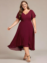 Plus Size V-Neck Chiffon Ruffle High-low Bridesmaid Dress